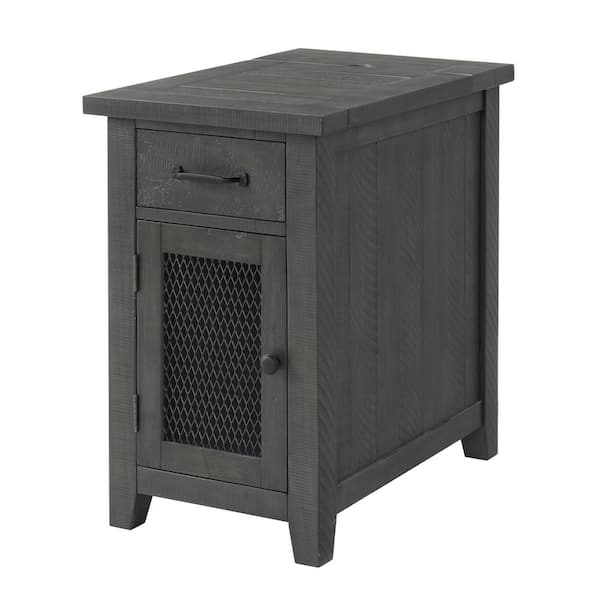 Martin Svensson Home Rustic 16 in. Grey Chairside End Table with Power