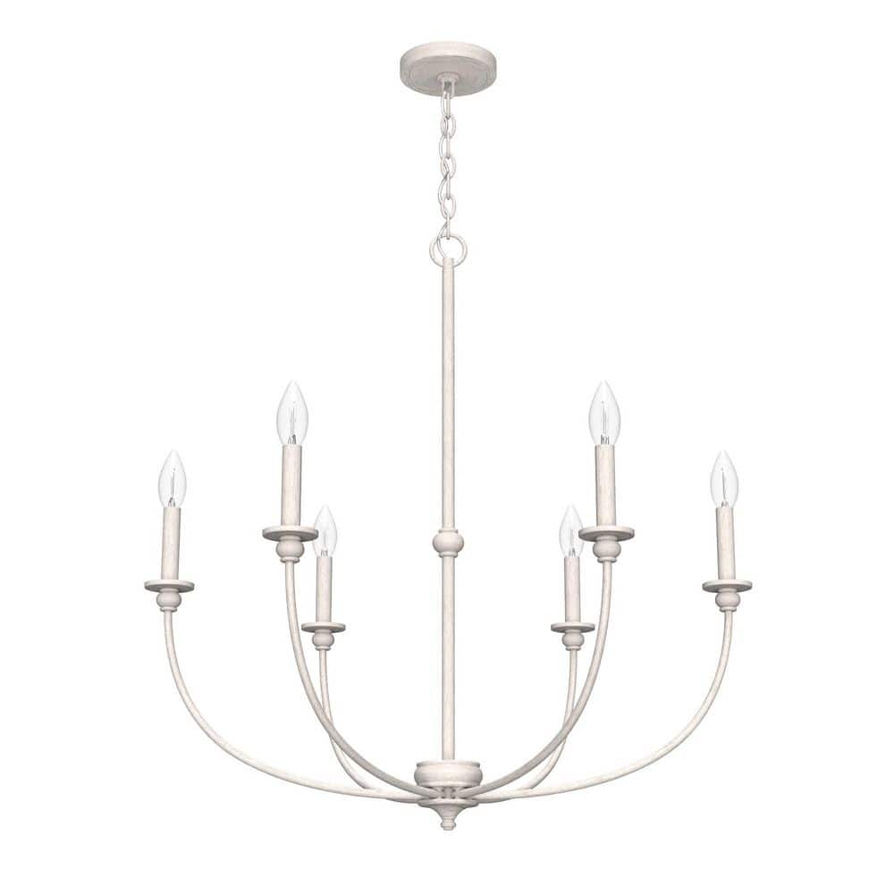 Southcrest Distressed White Metal 6-Light Candelabra Chandelier