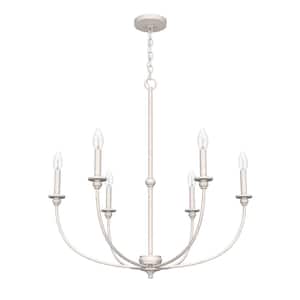 Southcrest 6-Light Distressed White Candlestick Chandelier