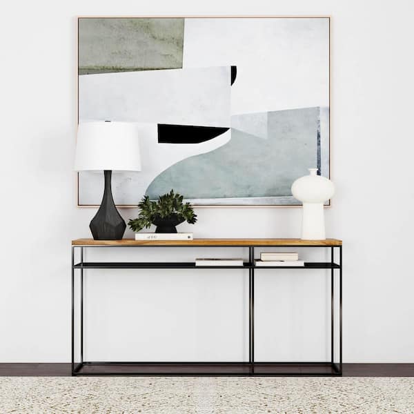 Butler Specialty Company Sutton 63 in. Light Brown Rectangular Iron and Wood Console Table with Shelf