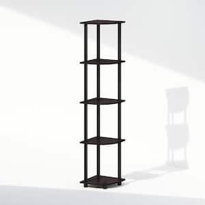 Turn-N-Tube 57.7 in. Tall Dark Walnut Wood 5-Shelf Bookcase