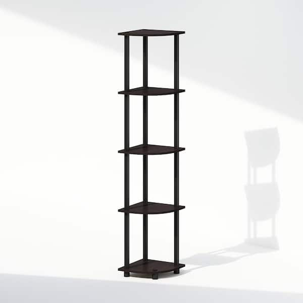 Furinno Turn-N-Tube 57.7 in. Tall Dark Walnut Wood 5-Shelf Bookcase