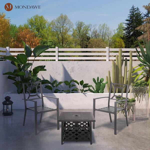 Mondawe Quadrilateral Patio Metal Bistro Outdoor Dining Chair in 