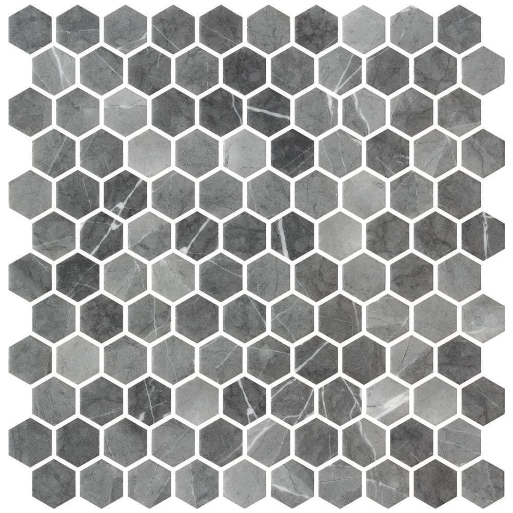 Fossil Brown Matte Hexagonal Glass Mosaic Tile