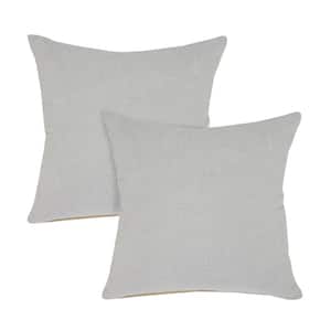 Stone Gray Solid Color Stonewashed 20 in. x 20 in. Throw Pillow Set of 2