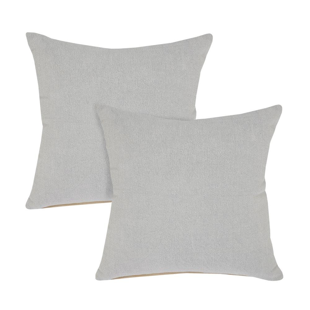 Stone Gray Solid Color Stonewashed 20 in. x 20 in. Indoor Throw Pillow (Set