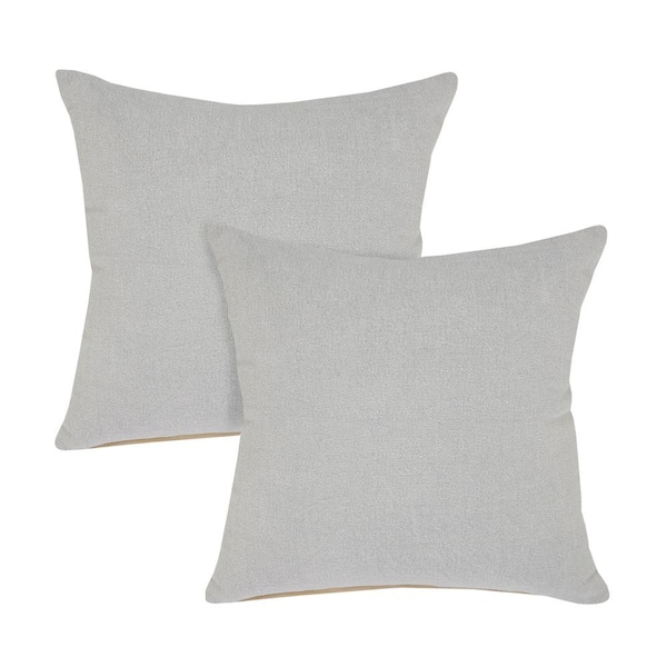 Unbranded Stone Gray Solid Color Stonewashed 20 in. x 20 in. Indoor Throw Pillow (Set of 2)