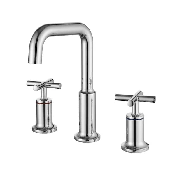 8 in. Widespread Double Handle 3-Hole Bathroom Faucet in Polished Chrome