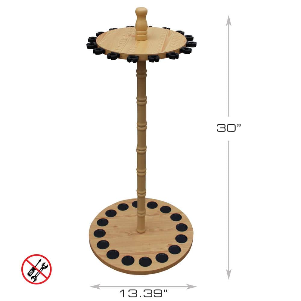 Round 16-Fishing Rod Storage Rack with Traditional Handcrafted Wood Post