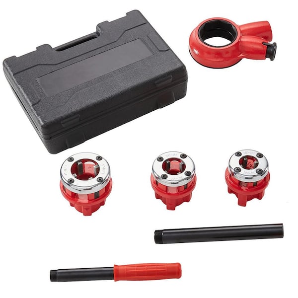 Ratchet Pipe Threader Kit, 1/2 in. NPT 3/4 in. NPT 1 in. NPT Manual Ratcheting Pipe Threader Set with NPT Dies (3-Piece)