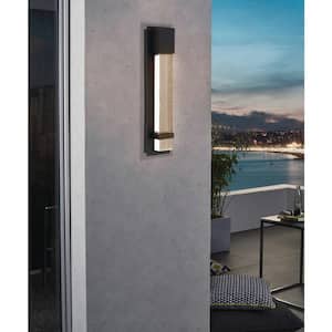 Venecia 2.52 in. W x 14.8 in. H 1-Light Matte Black LED Outdoor Wall Lantern Sconce with Clear Bubble Glass
