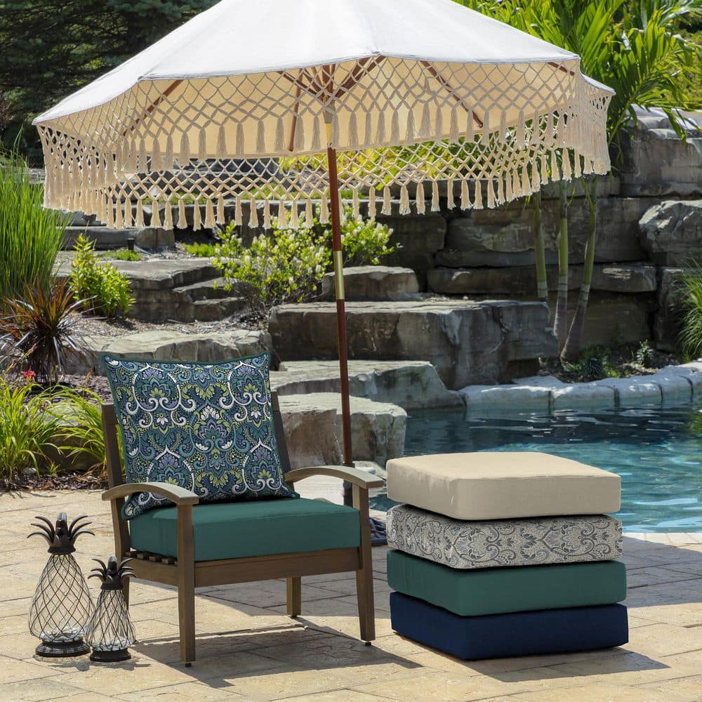 Sapphire Aurora Blue Damask Outdoor Deep Seating Cushion Set