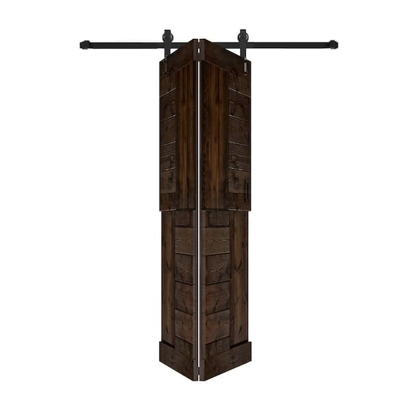 S Series 48 in. x 80 in.(24in. x 80" x 2Panels )Kona Coffee Solid Core Wood Bi-Fold Door w/ Hardware Kit-Assembly Needed