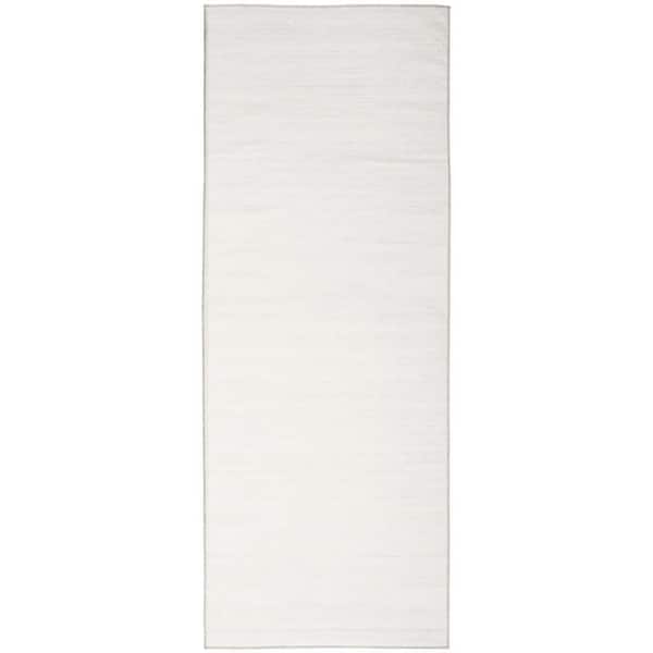 Nourison Washable Essentials Ivory Grey 2 ft. x 10 ft. All-over design Contemporary Runner Area Rug