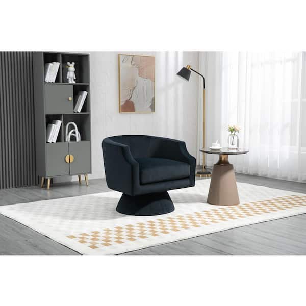 Unbranded Black Velvet Fabric 360° Swivel Barrel Chair Accent Sofa Modern Round Sofa Oversized Arm Chair Lounge Chair