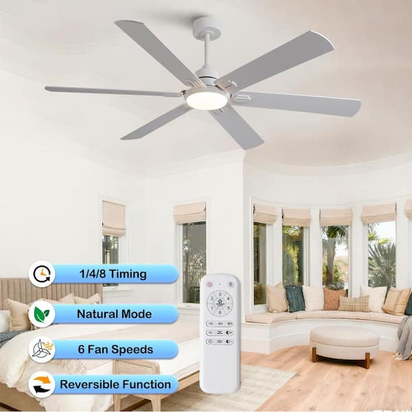FEKZO 60 in. Smart Indoor White Downrod Mount Standard Ceiling Fan