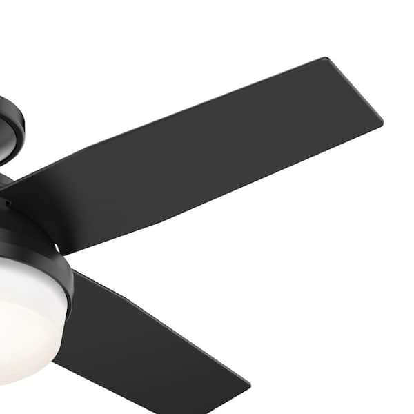 Hunter Dempsey 44 in. Indoor/Outdoor Matte Black LED Low Profile Ceiling Fan  with Light Kit and Remote Control 50400 The Home Depot
