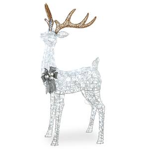 65 in. Glittered Standing Buck with 200 Cool White Twinkling LED Lights