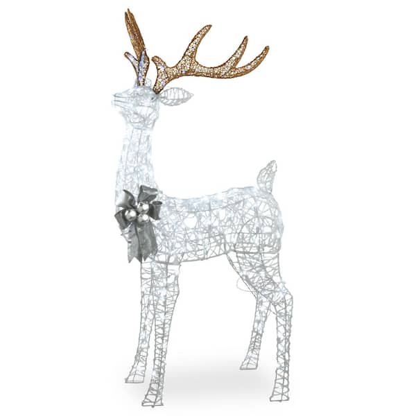 National Tree Company 65 in. Glittered Standing Buck with 200 Cool ...