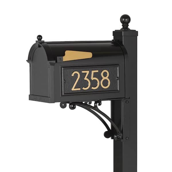 Unbranded Modern Deluxe Black/Gold Capitol Mailbox Post Package