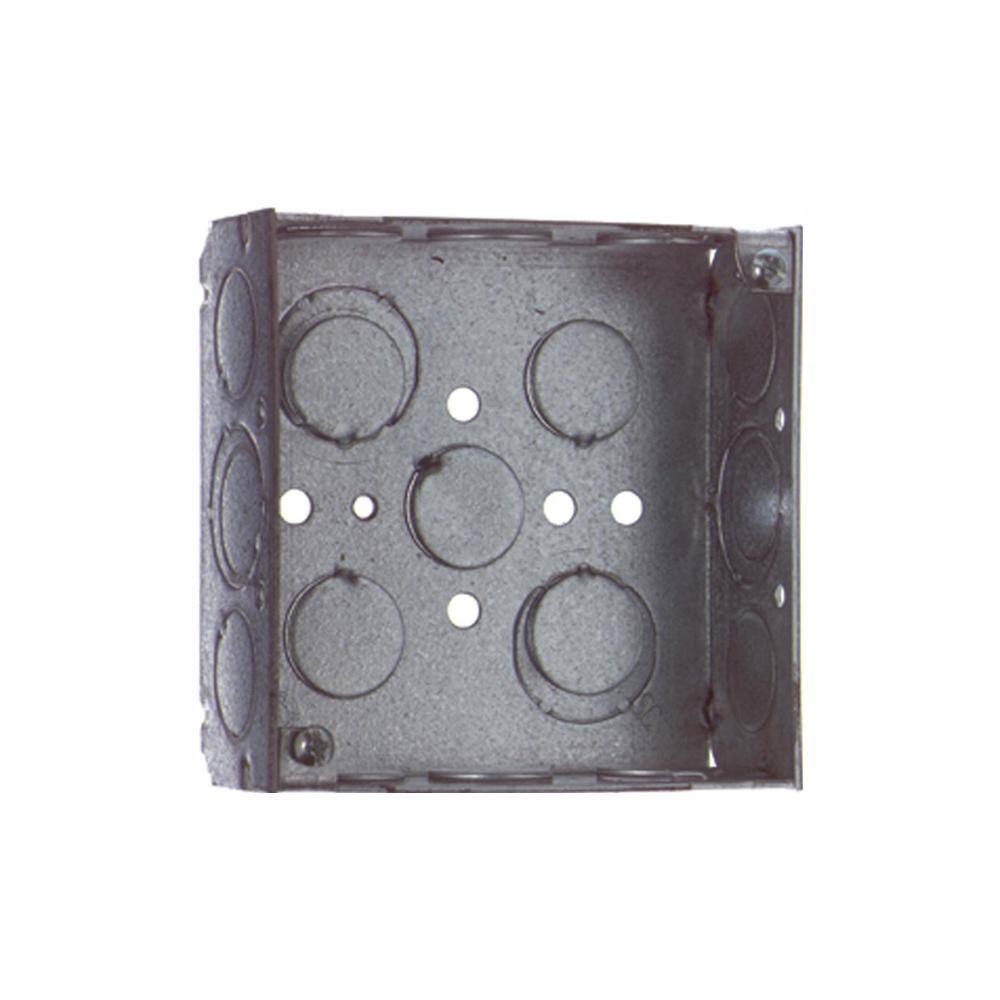 Steel City 2Gang 4 in. New Work Square Metal Electrical Box 1/2 in
