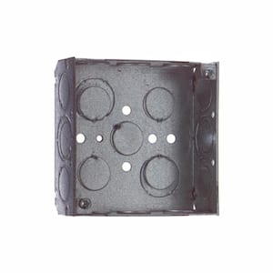 2-Gang 4 in. New Work Square Metal Electrical Box - 1/2 in. and 3/4 in. Knockouts (Case of 50)