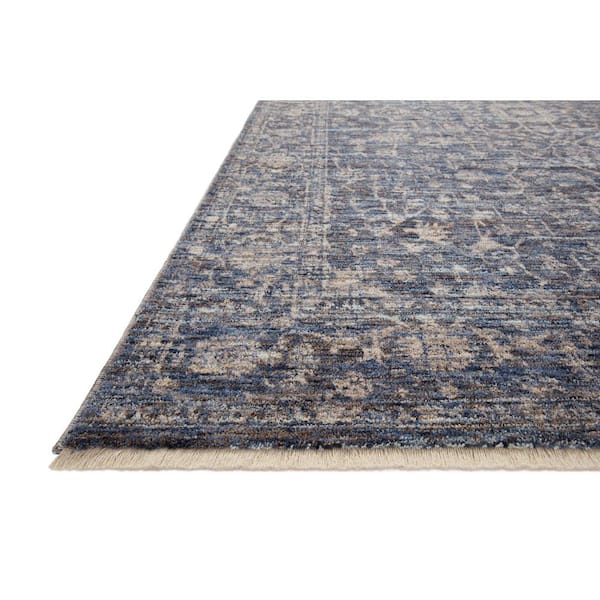 Sorrento Midnight/Natural 2'-7" x 10' Oriental Fringe Runner Area Rug