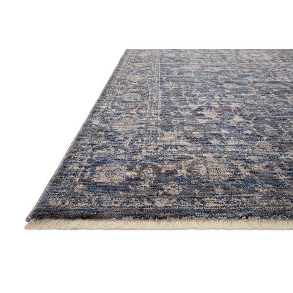 Sorrento Midnight/Natural 5'-3" x 5'-3" Round Oriental Fringe Area Rug