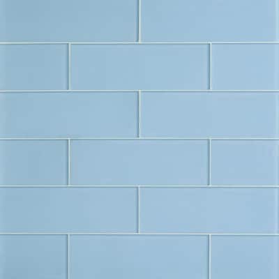 Contempo 4 in. x 12 in. Blue Gray Frosted Glass Wall Tile (15 pieces, 5 sq. ft. / Case)
