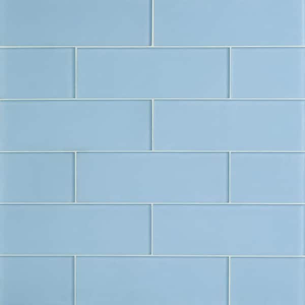 Ivy Hill Tile Contempo 4 in. x 12 in. Blue Gray Frosted Glass Wall Tile ...