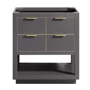 Allie 30 in. W x 21.5 in. D x 34 in. H Bath Vanity Cabinet Only in Twilight Gray with Gold Trim