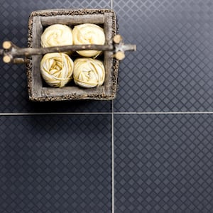 Slip Resistant Carbon Frost Gray Square 12 in. x 12 in. Glass Floor Tile (10 sq. ft./Case)