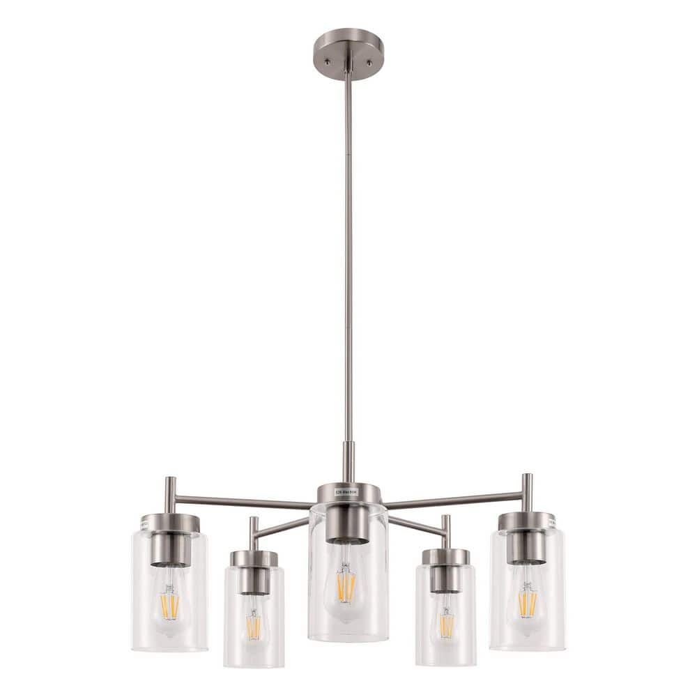 Emeritpro 5-Light Brushed Nickel Candlestick Chandelier Pendant