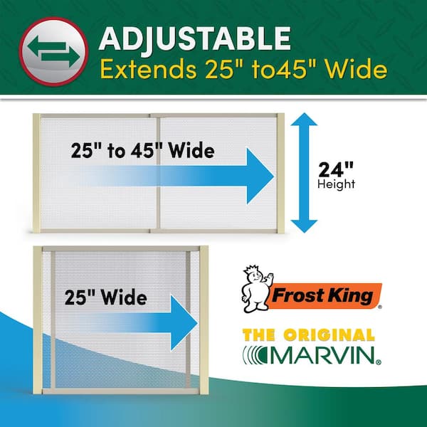 W B Marvin - 45 in. x 24 in. Adjustable Wood Frame Window Screen
