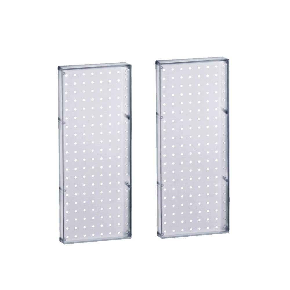 Clear Plastic Pegboard Wall Panel Storage Solution, 20" x 8", 2-Pack
