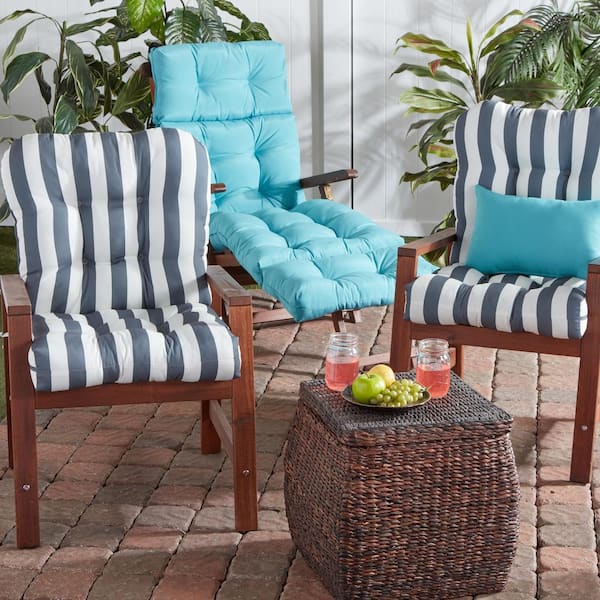 Greendale Home Fashions 22 in. x 44 in. Outdoor High Back Dining Chair  Cushion in Cayman Stripe (2-Pack) OC6809S2-CAYMAN - The Home Depot