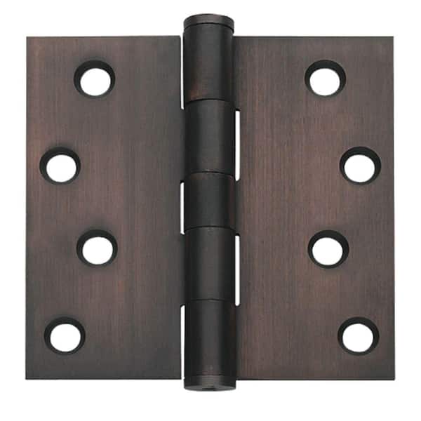 Global Door Controls 4 in. x 4 in. Oil-Rubbed Bronze Plain Bearing Steel Hinge (Set of 2)