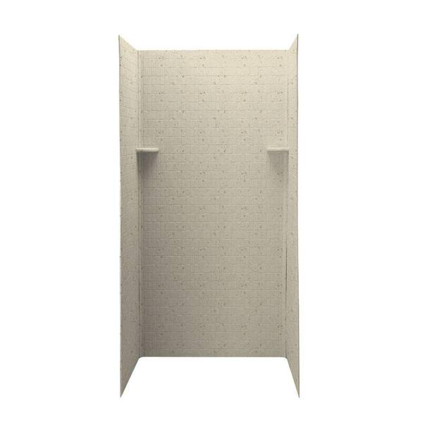 Swan Tangier 36 in. x 36 in. x 72 in. 3-Piece Easy Up Adhesive Shower Wall in Caraway Seed