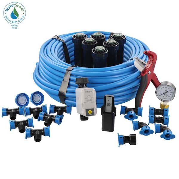 In-Ground Sprinkler System with 1/2 in. Blu-Lock Tubing System and B-Hyve Smart Hose Faucet Timer with Wi-Fi Hub