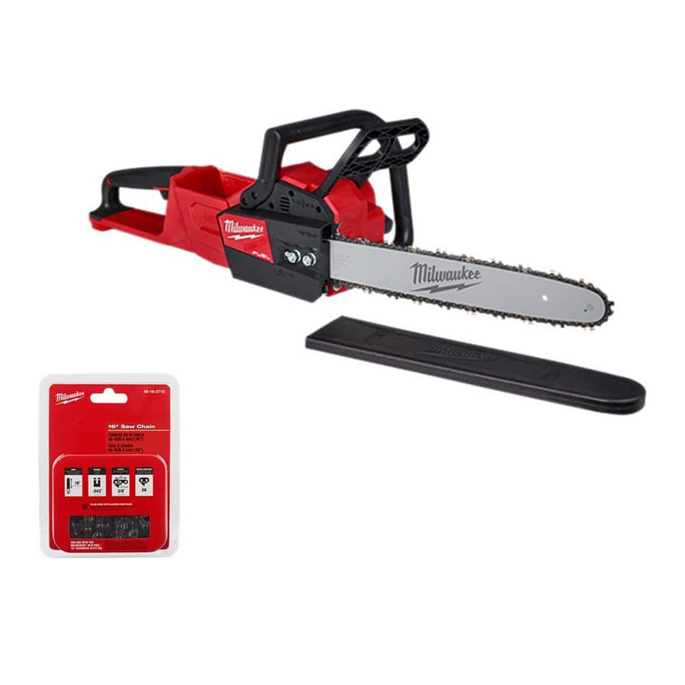 Milwaukee M18 FUEL 16 in. 18-Volt Lithium-Ion Brushless Battery Chainsaw (Tool-Only) with Replacement 16 in. Chainsaw Chain -  2727-20-&-CHAIN