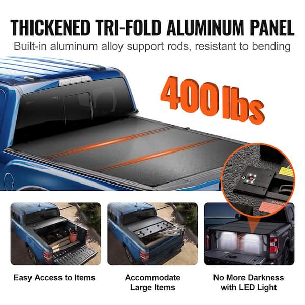 VEVOR Tri-Fold Truck Bed Tonneau Cover Compatible with 2015-2024 Ford F-150 6.5 ft.Bed Only Fit 6.5 ft. x 5.4 ft. Inside Bed ZDSKCHBXGZDSW95I8V9