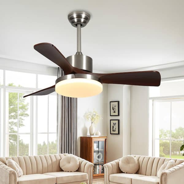 42 in. Smart Indoor Nickel 6-Speeds Ceiling Fan with Integrated LED and APP/Remote Control and Memory Function