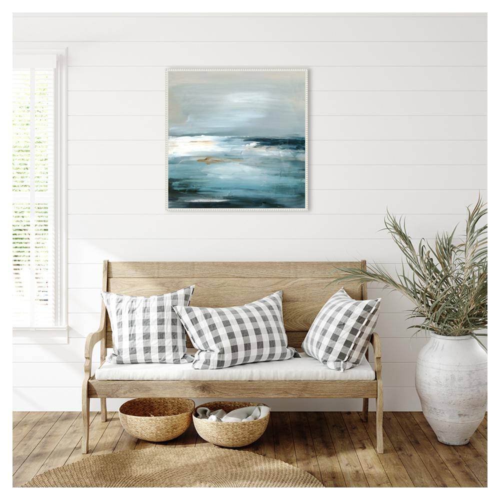 Be Bold II 30" Abstract Blue and White Canvas Print with White Frame
