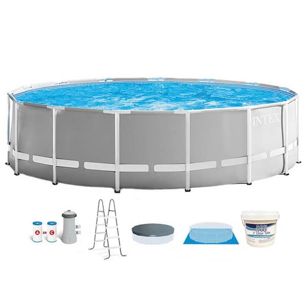 Intex 15 ft. x 48 in. Prism Above Ground Swimming Pool Set with Pump and Chlorine Tabs