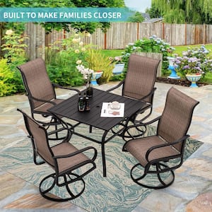 Patio Padded Swivel Chairs Set of 2