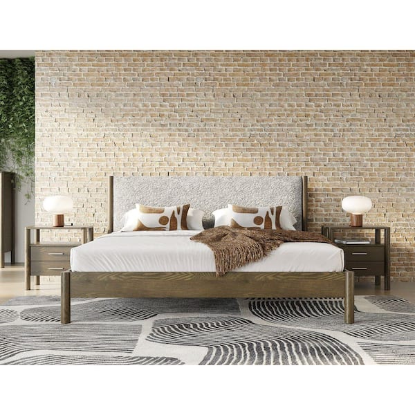 Modrest Carolina Modern Brown Wood Frame Queen Platform Bed