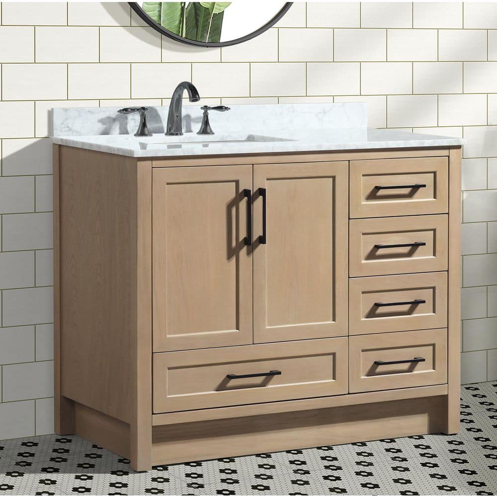 Huntington 42" Oak Gray Bathroom Vanity with Carrara Marble Countertop