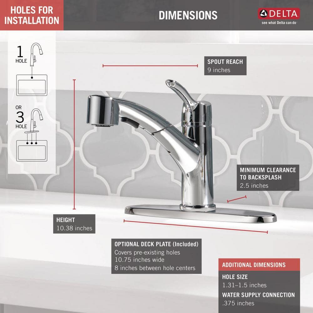 Chrome Single Handle Pull-Out Sprayer Kitchen Faucet