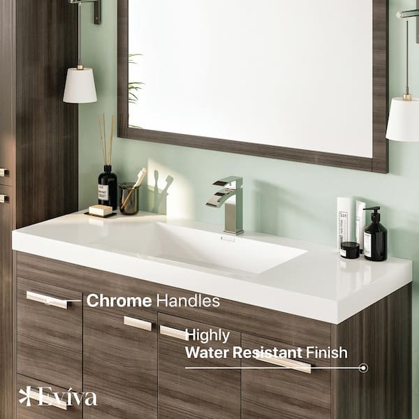 Lugano 48 in. W x 19 in. D x 36 in. H Double Bath Vanity in Ash with White Acrylic Top and White Integrated Sinks
