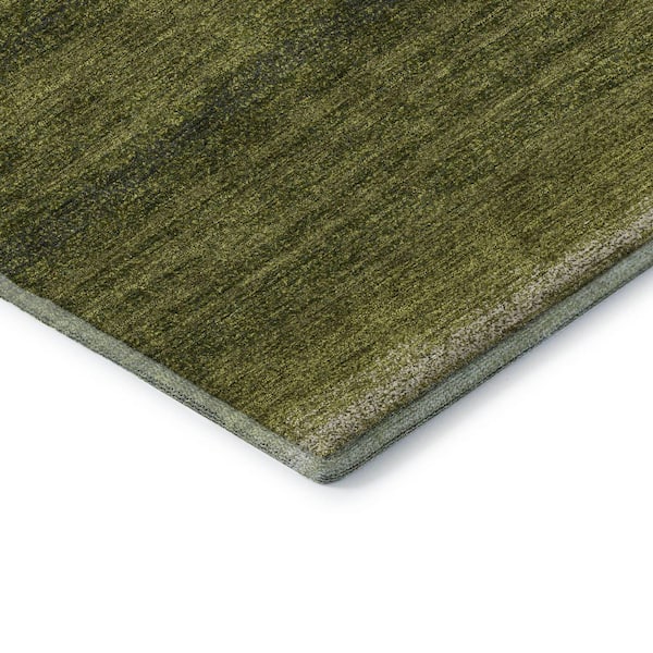 Mayfield Premium Machine Washable Abstract AMF1033 Olive 2 ft. x 3 ft. Area Rug